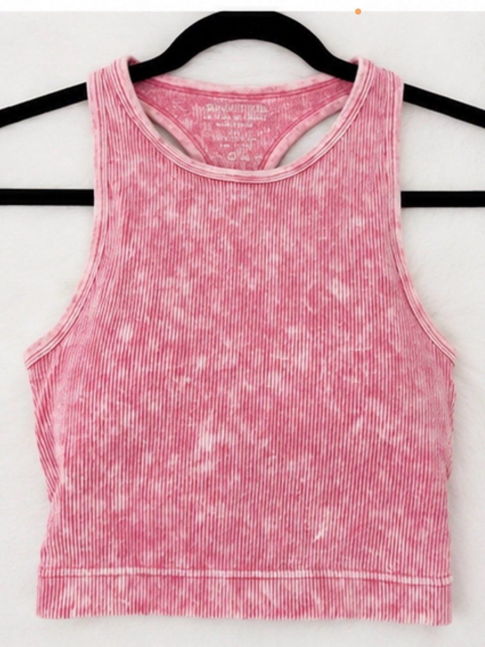 Zenana Outfitters Pink Cropped Ribbed Washed Racerback Tank